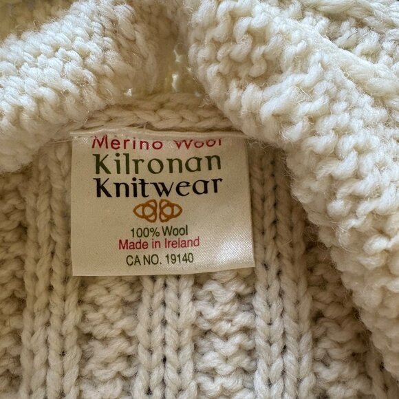 Irish Cable Knit Merino Wool Sweater Vest Kilronan Knitwear - Picture 3 of 4